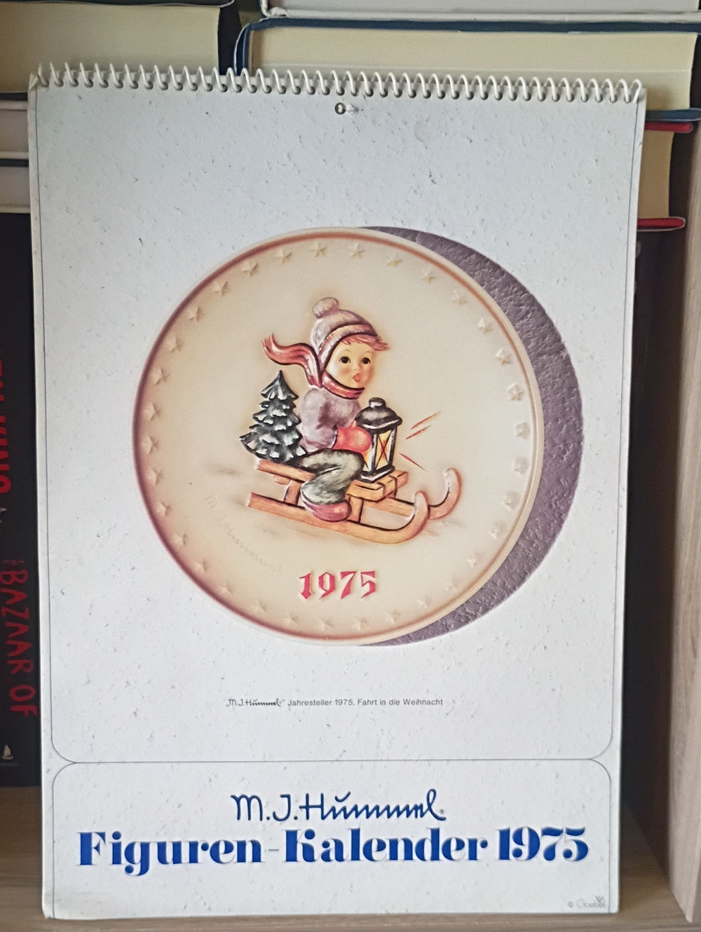 Hummel Holiday Figurine Wall Calendar 1975 - White, Pink, Red, Blue